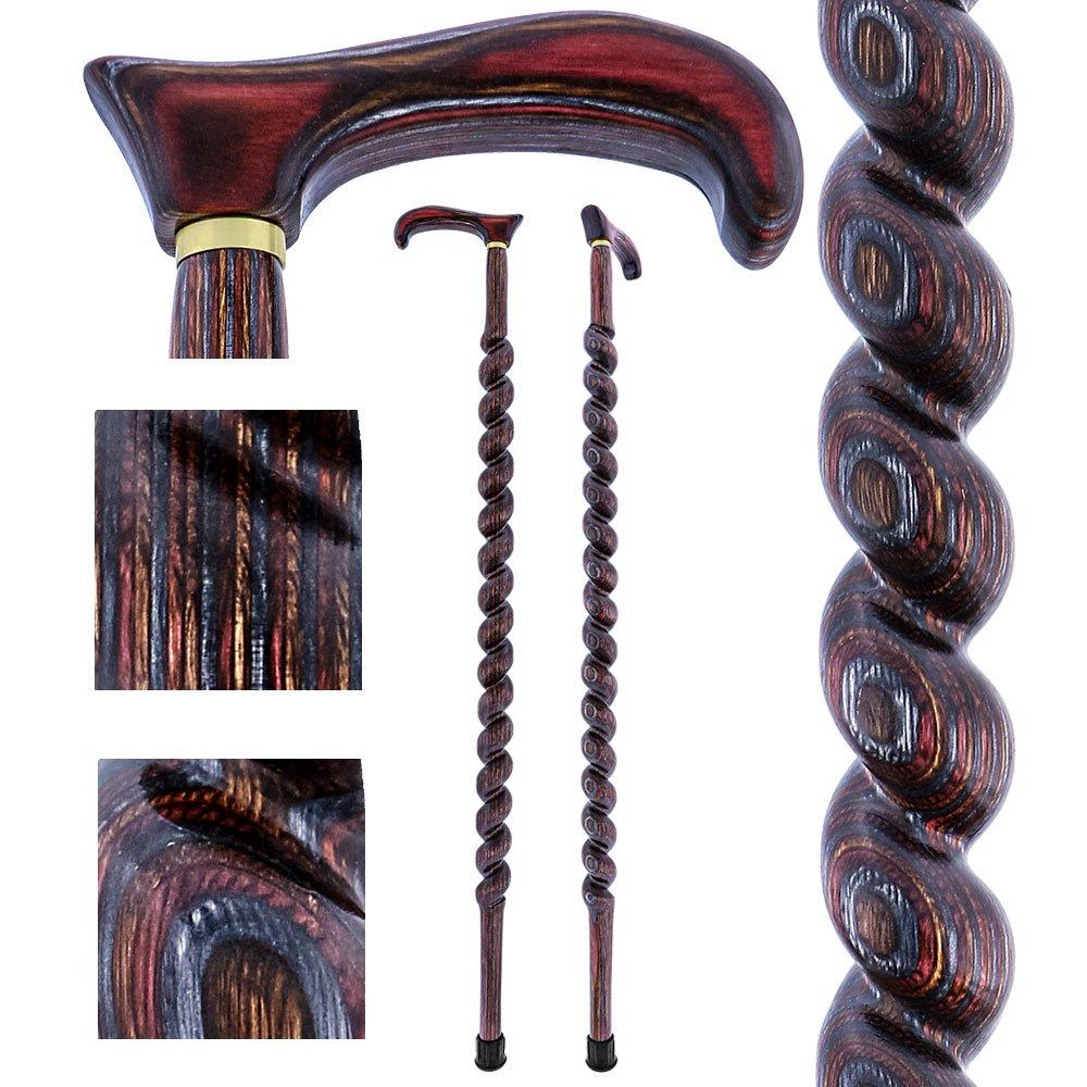 USA-Made Twisted Spiral Cane: Rustic Red Durable Laminate