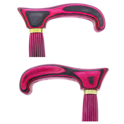 USA-Made Twisted Pink & Charcoal Cane: Vibrant Colorwood Laminate
