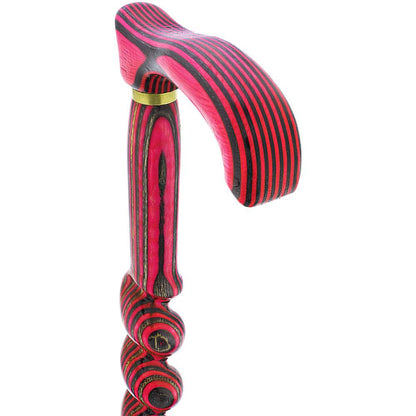 USA-Made Twisted Spiral Cane: Pink & Black Vibrant Laminate