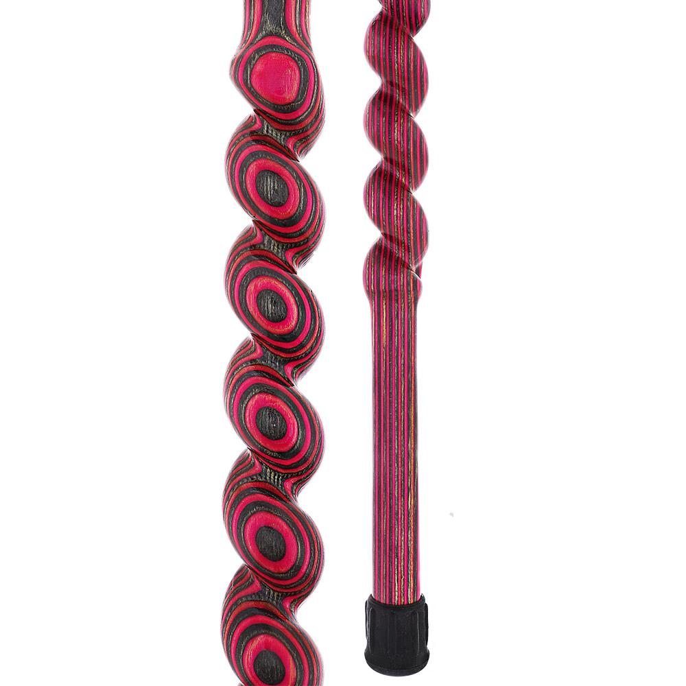 USA-Made Twisted Spiral Cane: Pink & Black Vibrant Laminate