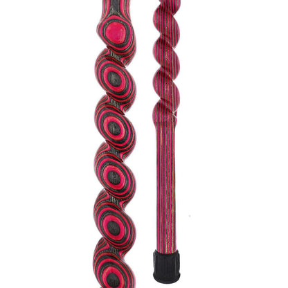 USA-Made Twisted Spiral Cane: Pink & Black Vibrant Laminate