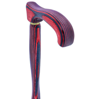 USA-Made Twisted Red-Black Cane: Vibrant Colorwood Birchwood