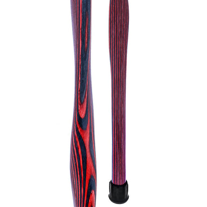 USA-Made Twisted Red-Black Cane: Vibrant Colorwood Birchwood