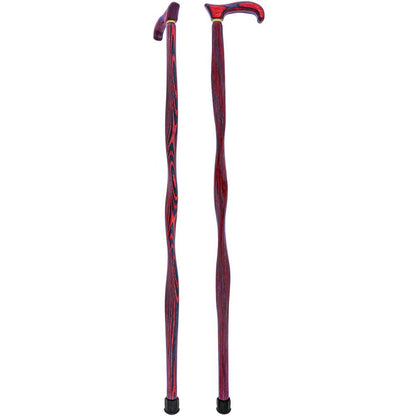 USA-Made Twisted Red-Black Cane: Vibrant Colorwood Birchwood