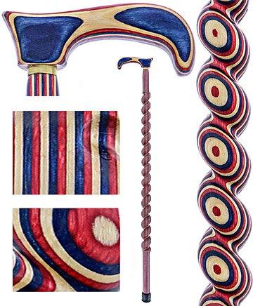 USA-Made Patriotic Twisted Spiral Cane: Red, White & Blue
