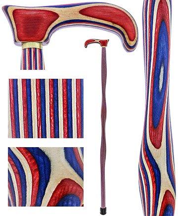 USA-Made Patriotic Twist Cane: Red, White & Blue Laminate