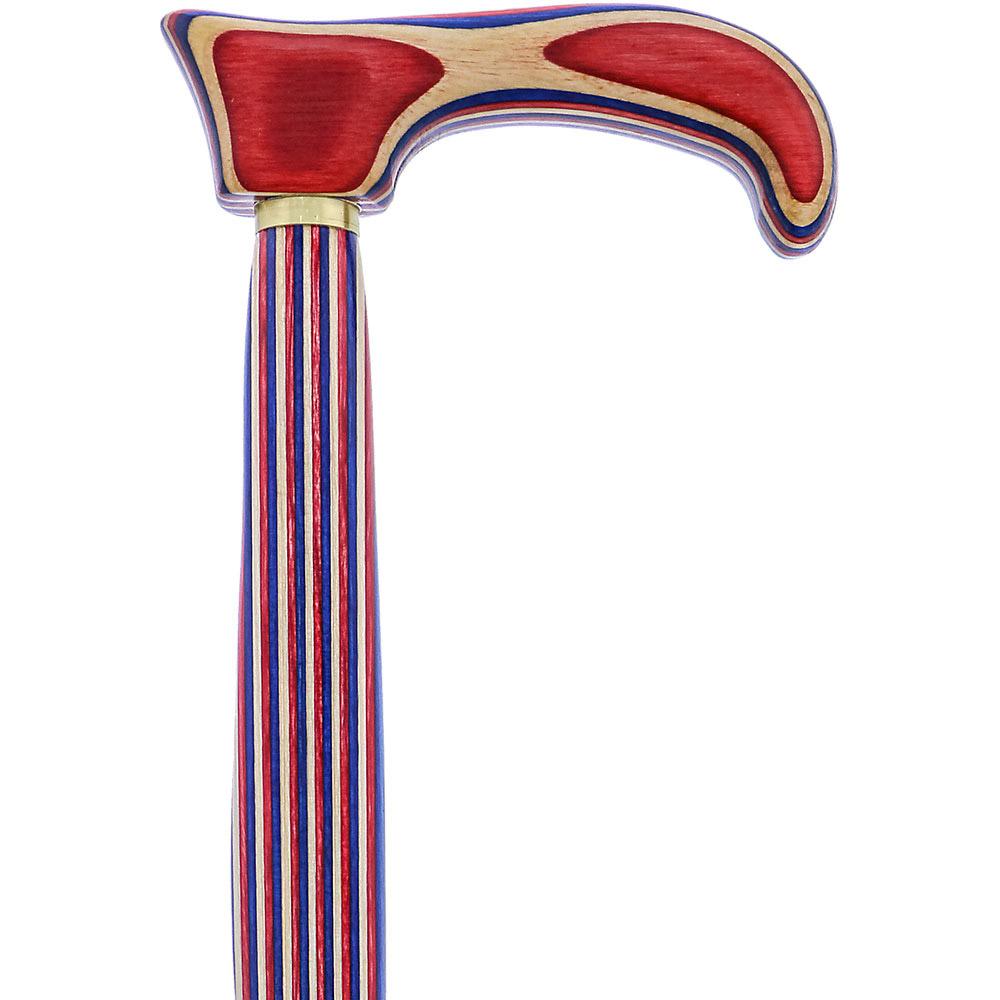 USA-Made Patriotic Twist Cane: Red, White & Blue Laminate