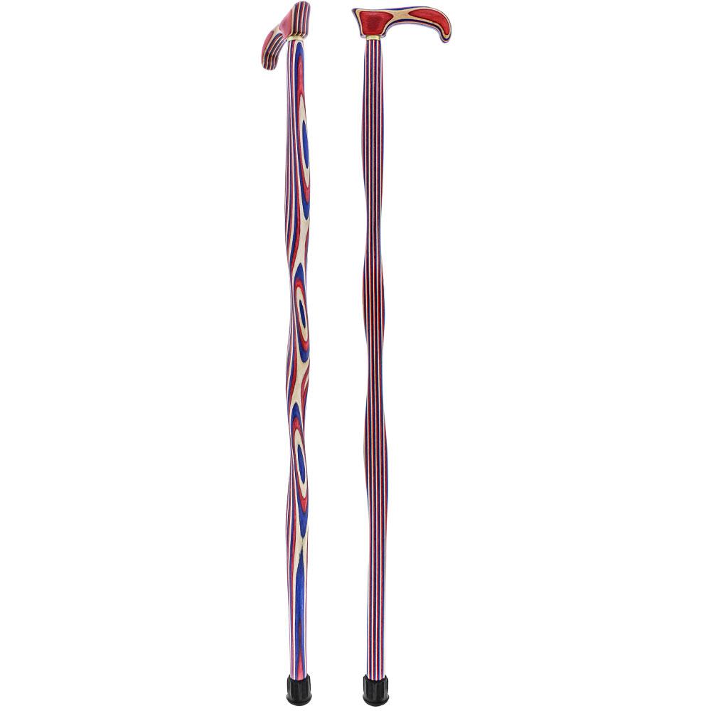 USA-Made Patriotic Twist Cane: Red, White & Blue Laminate