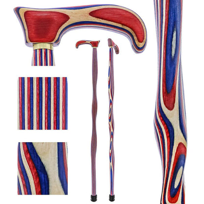 USA-Made Patriotic Twist Cane: Red, White & Blue Laminate