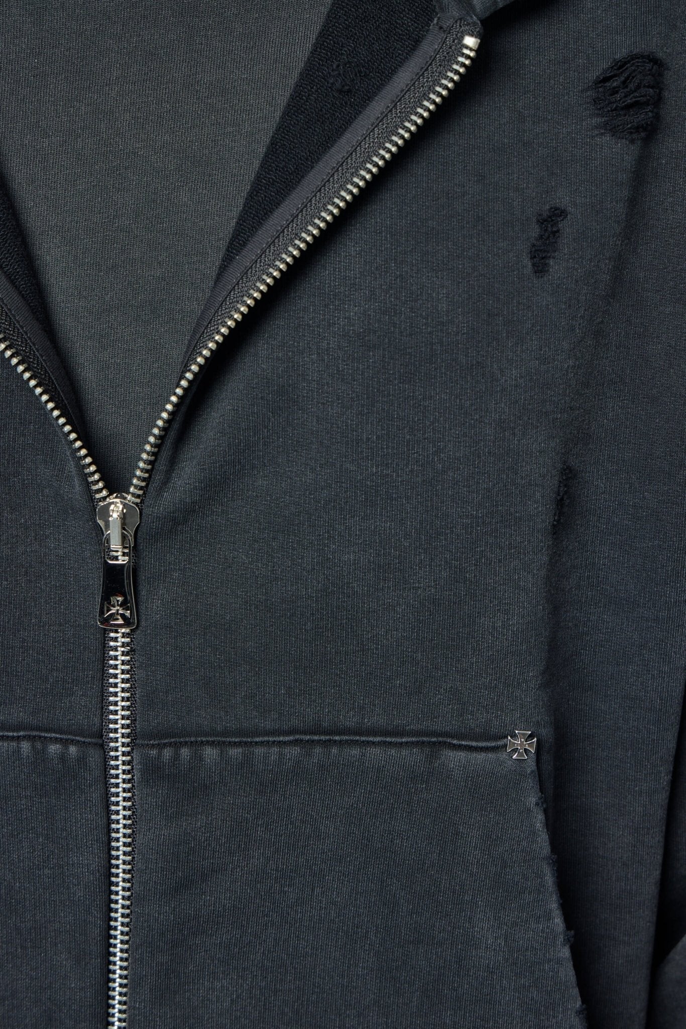 Cross Studded Destroyer Zip Hoodie
