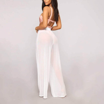 Awoscut Women See Through Sheer Mesh Pants