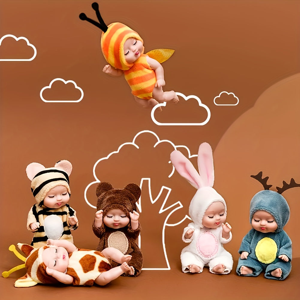 6-Piece Mini Children’s Dolls Set with Animal Costumes
