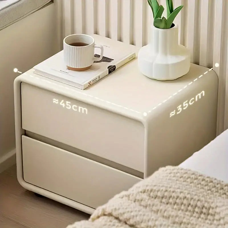 Bedside Table w/ Fabric Drawers - White