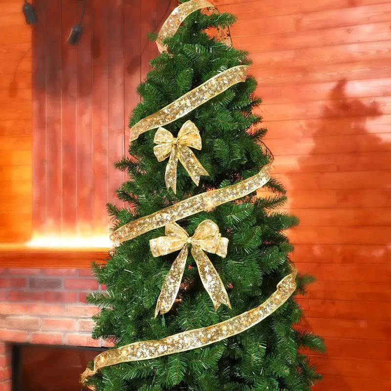 Christmas Ribbon Fairy Lights - Golden Garland