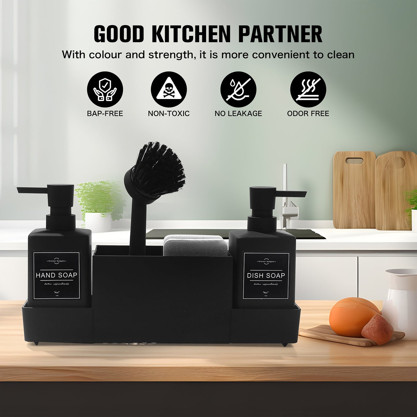 Double Soap Dispenser Set with Sponge Holder