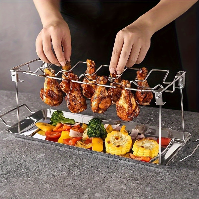 Foldable Stainless Steel Chicken Leg & Wing Rack