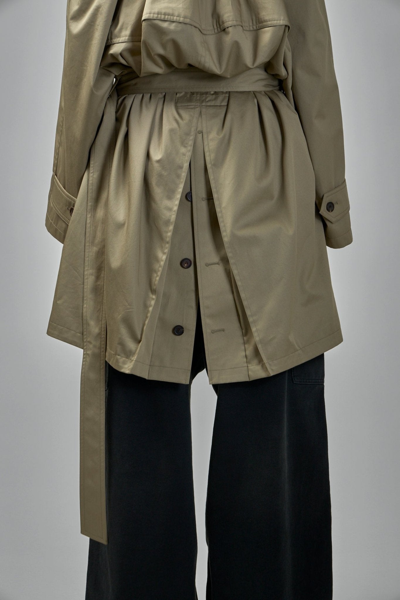 Draped Neck Trench Coat