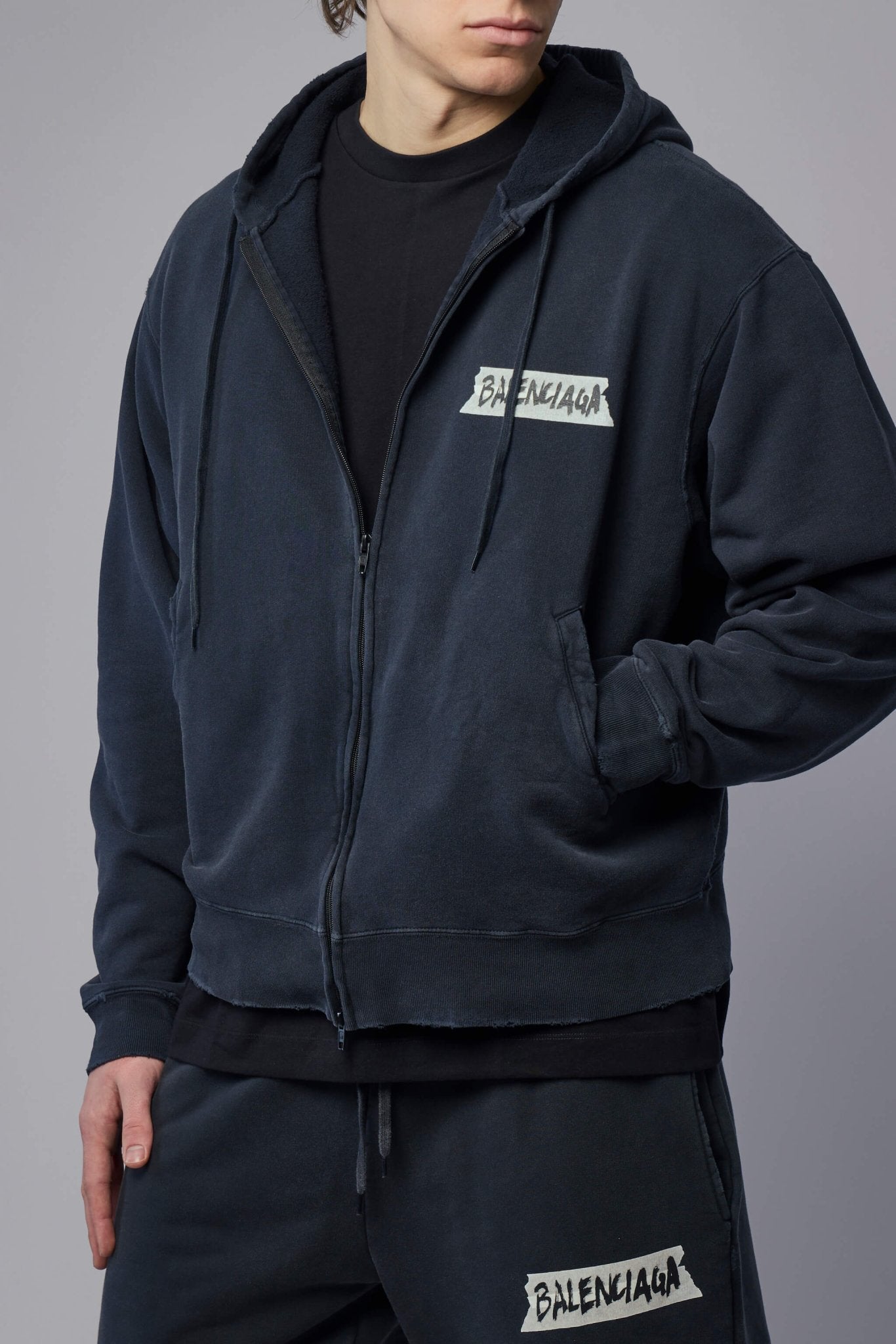 Masking Tape Oversized Zip-up Hoodie