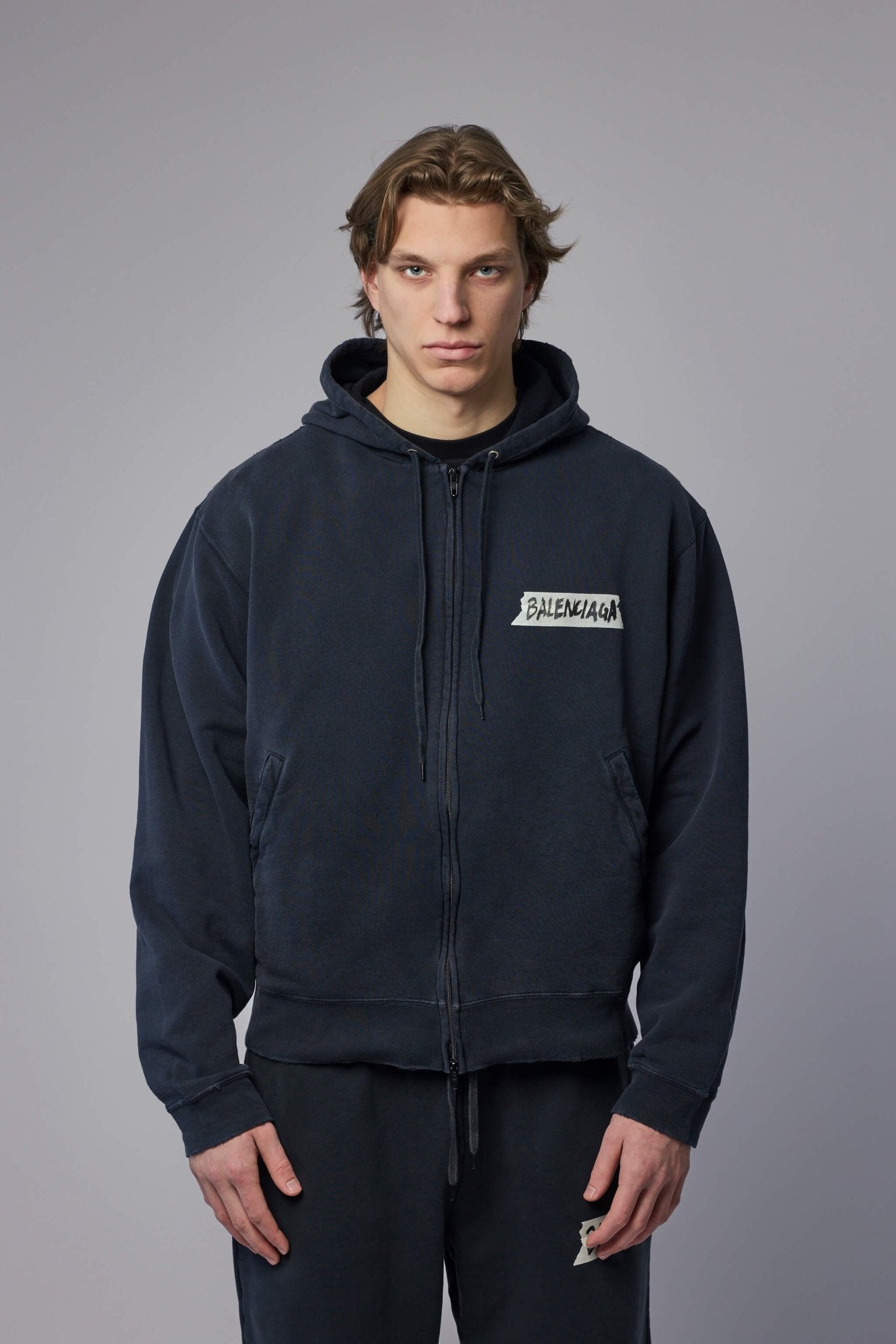 Masking Tape Oversized Zip-up Hoodie