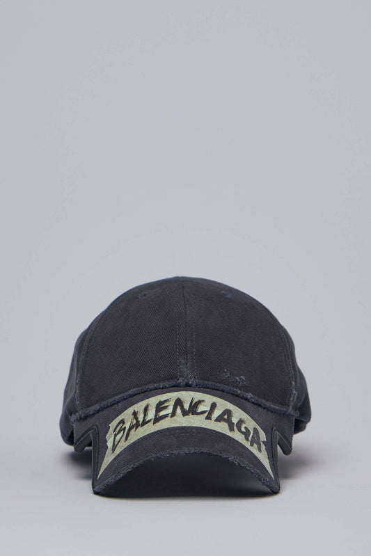 Washed Black Distressed Cap