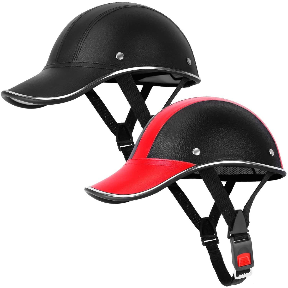 Baseball Cap Anti-UV Cycling Motorcycle Hat Leather Helmet