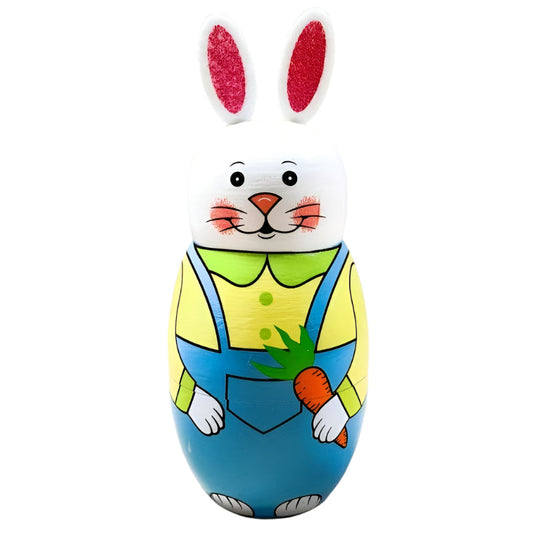 Wooden Cartoon Rabbit Dolls Set for Kids