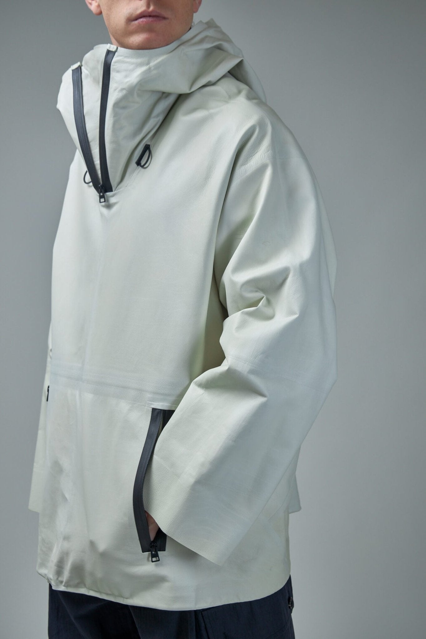 Blouson Knit Leather Jacket