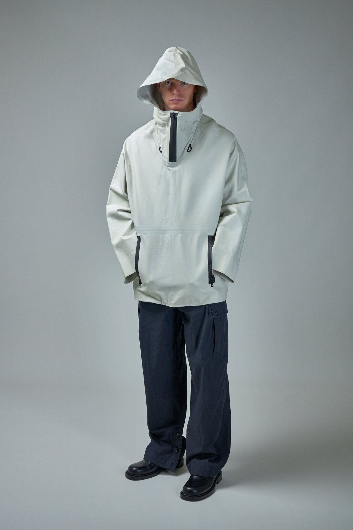 Blouson Knit Leather Jacket