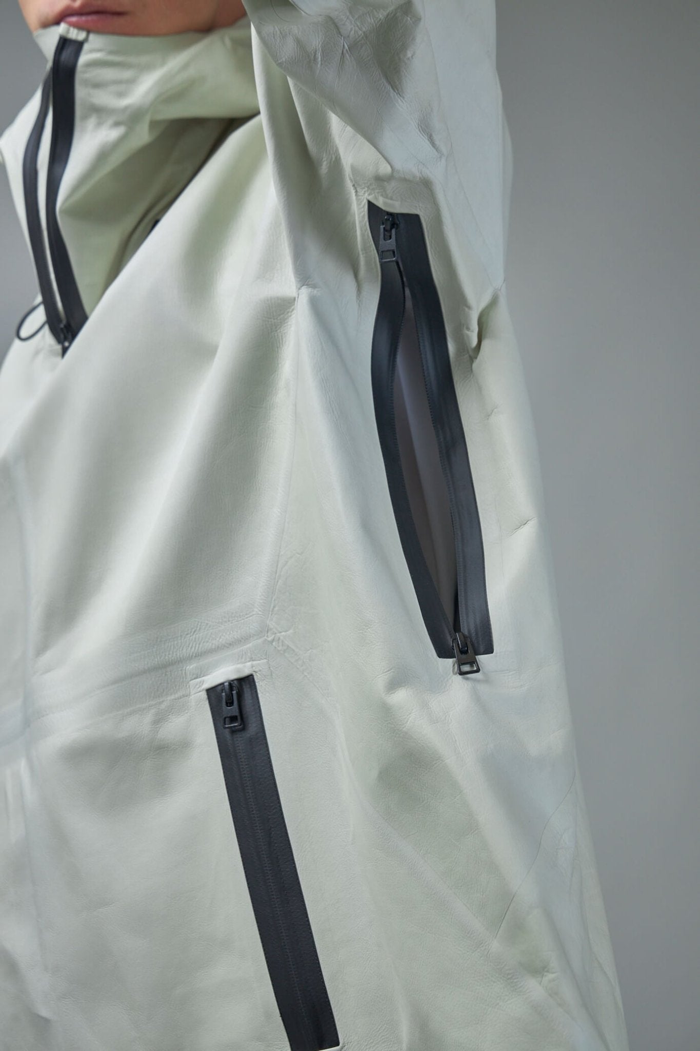 Blouson Knit Leather Jacket