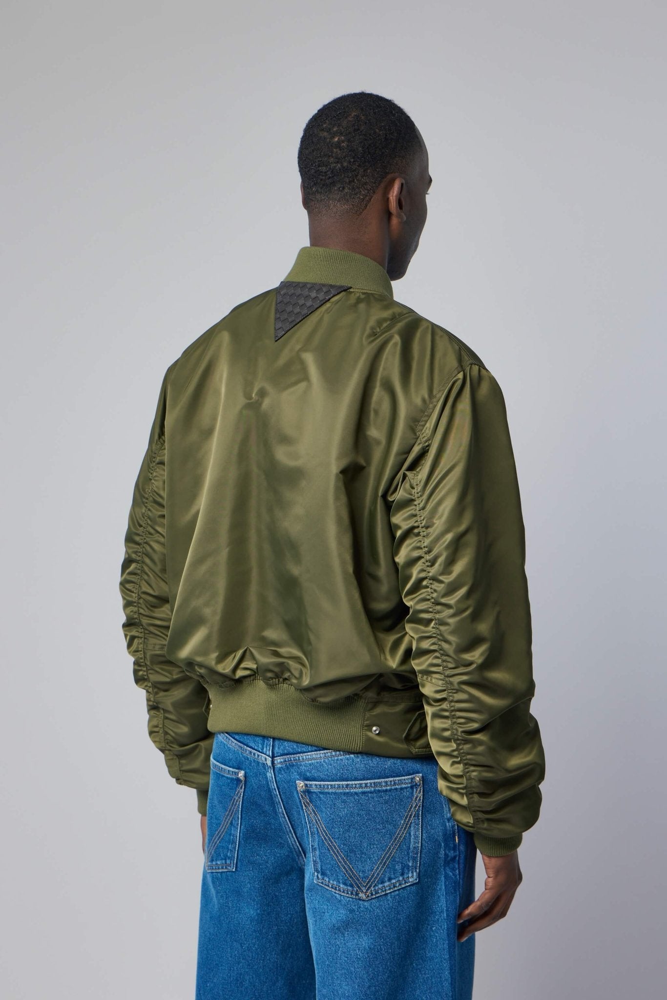 Padded Nylon Satin Bomber Jacket