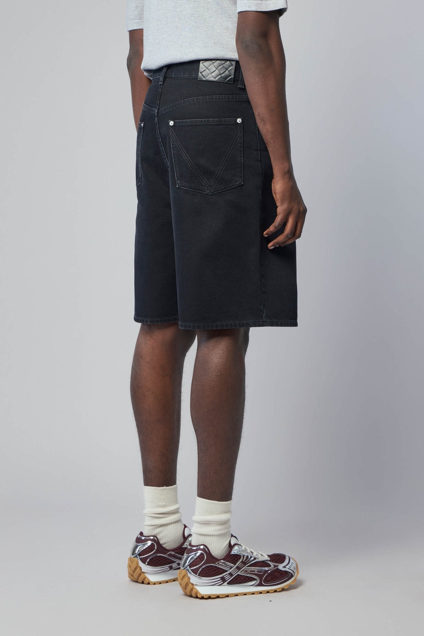Faded Black Denim Shorts