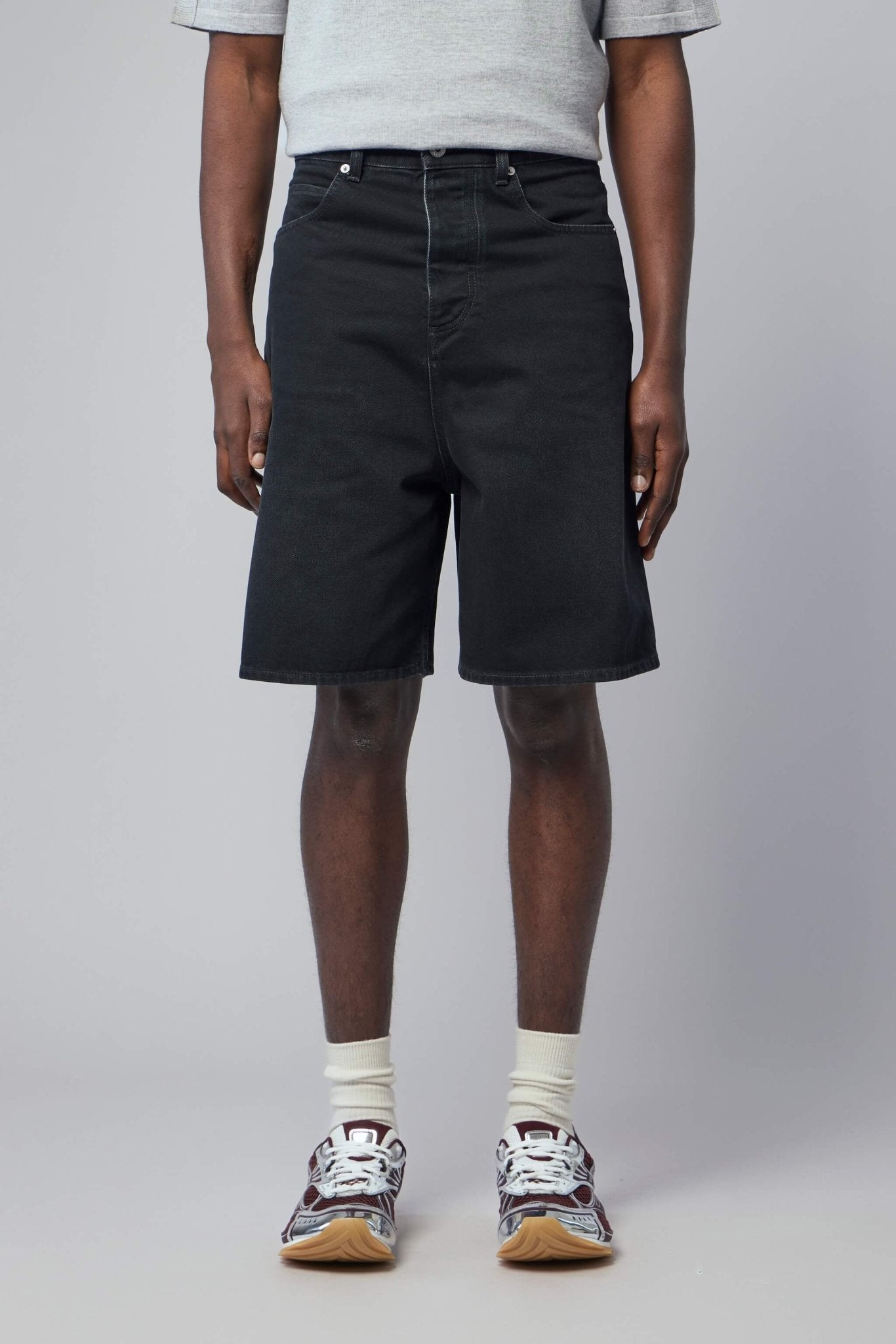 Faded Black Denim Shorts