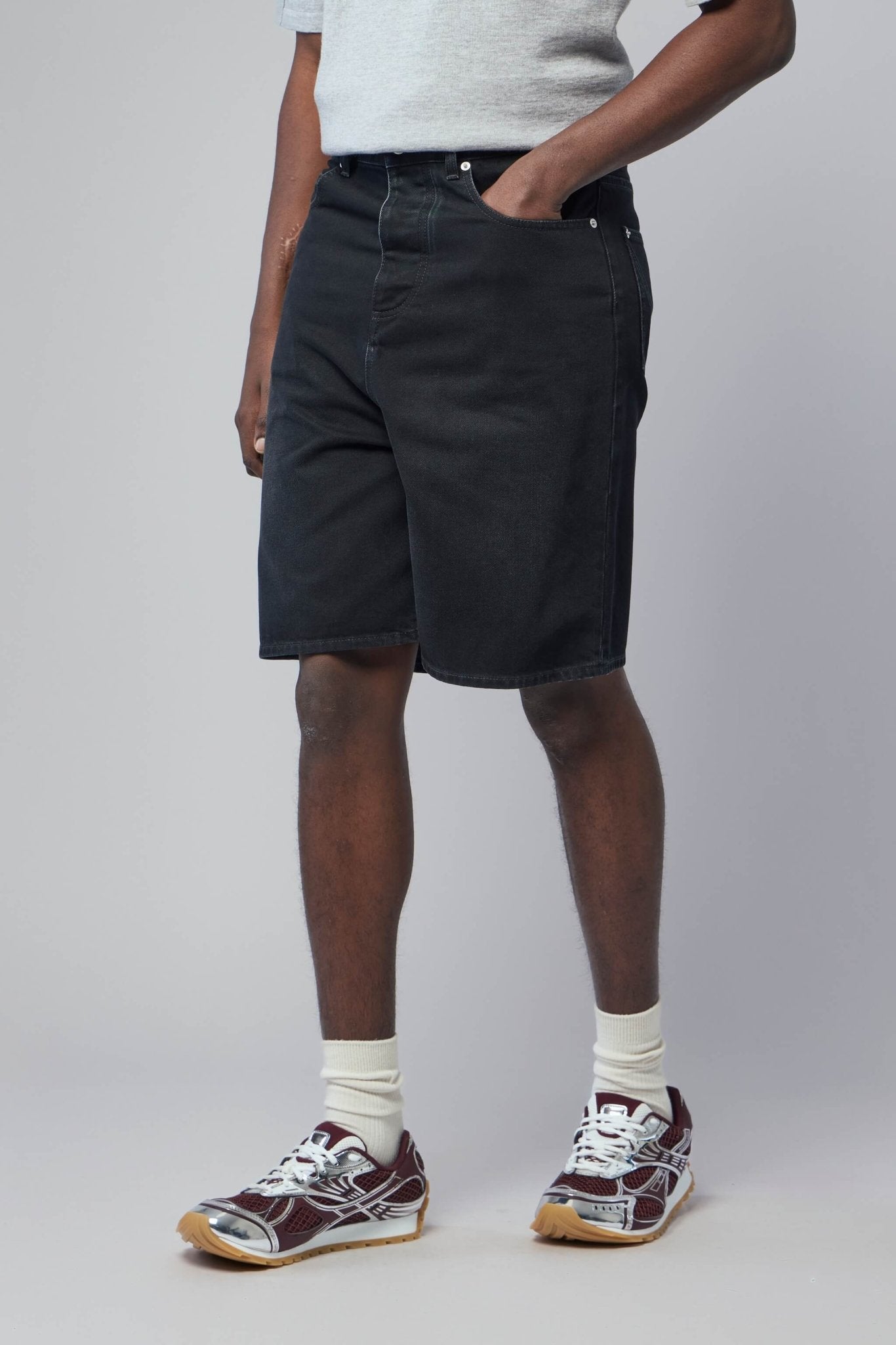 Faded Black Denim Shorts