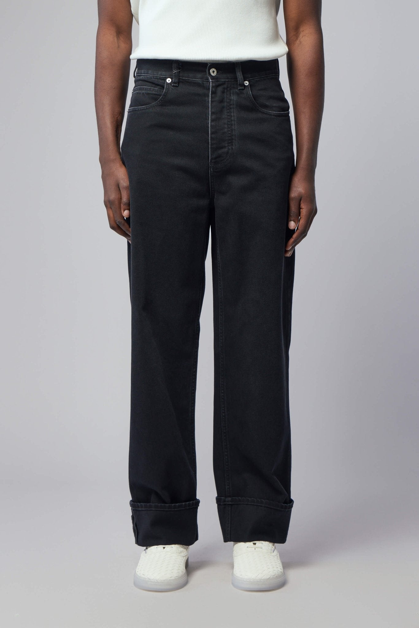 Faded Black Turned-up Jeans