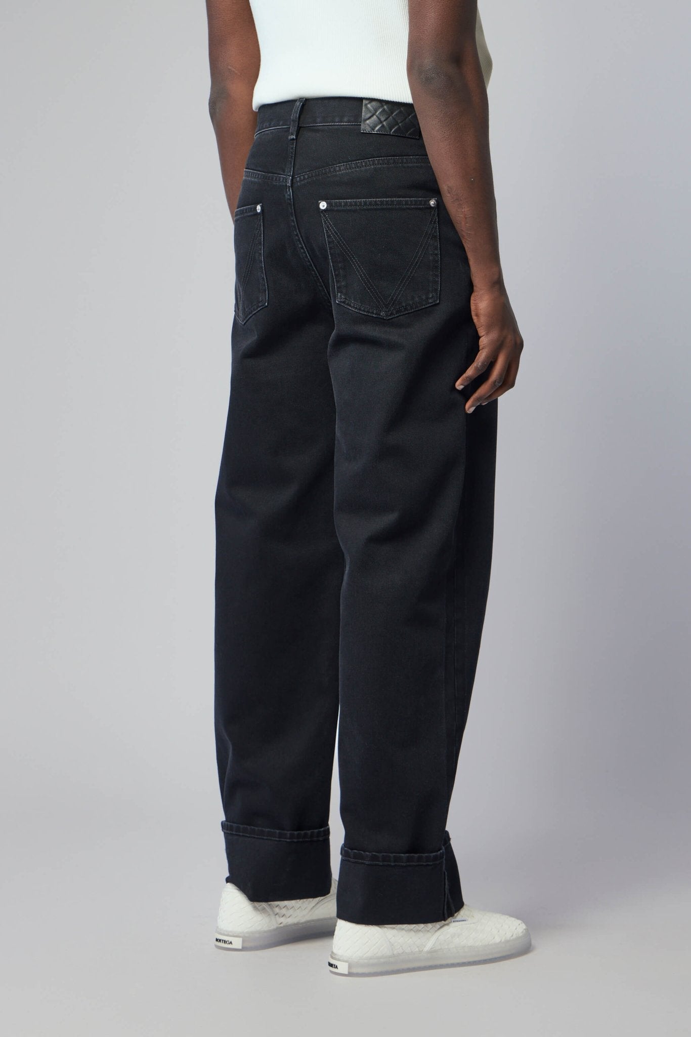 Faded Black Turned-up Jeans