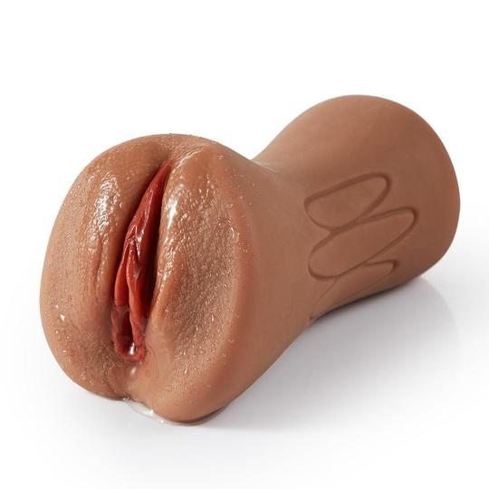 6.1" Bronzed Skin Realistic Clitoris Soft Pocket Pussy Stroker - Male Masturbator product image for intimate wellness and per