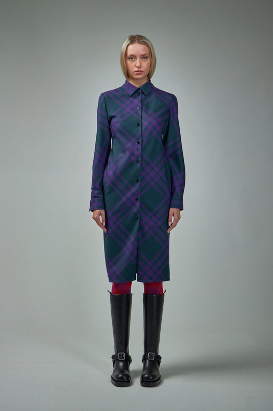 Check Wool Shirt Dress