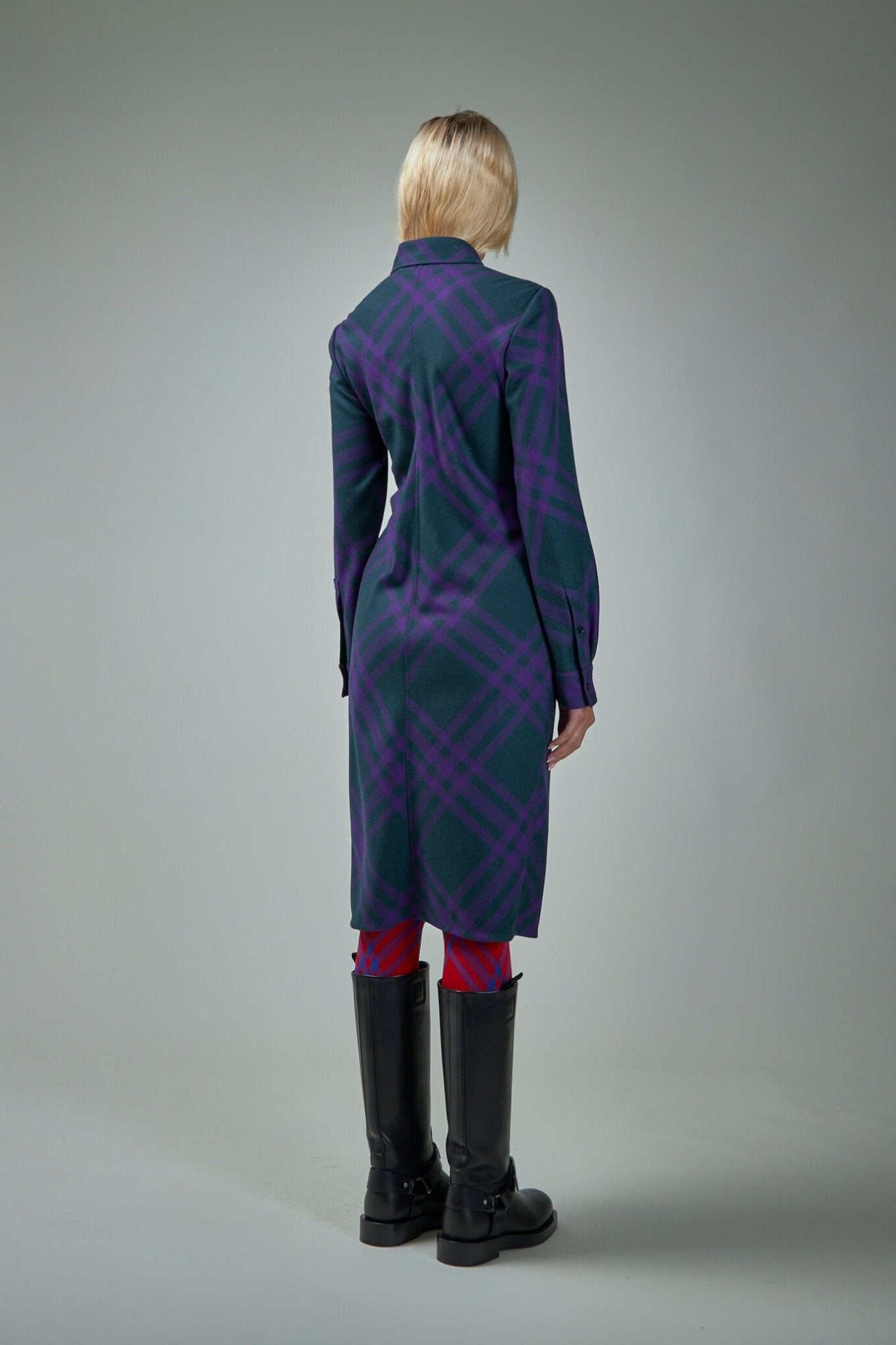 Check Wool Shirt Dress