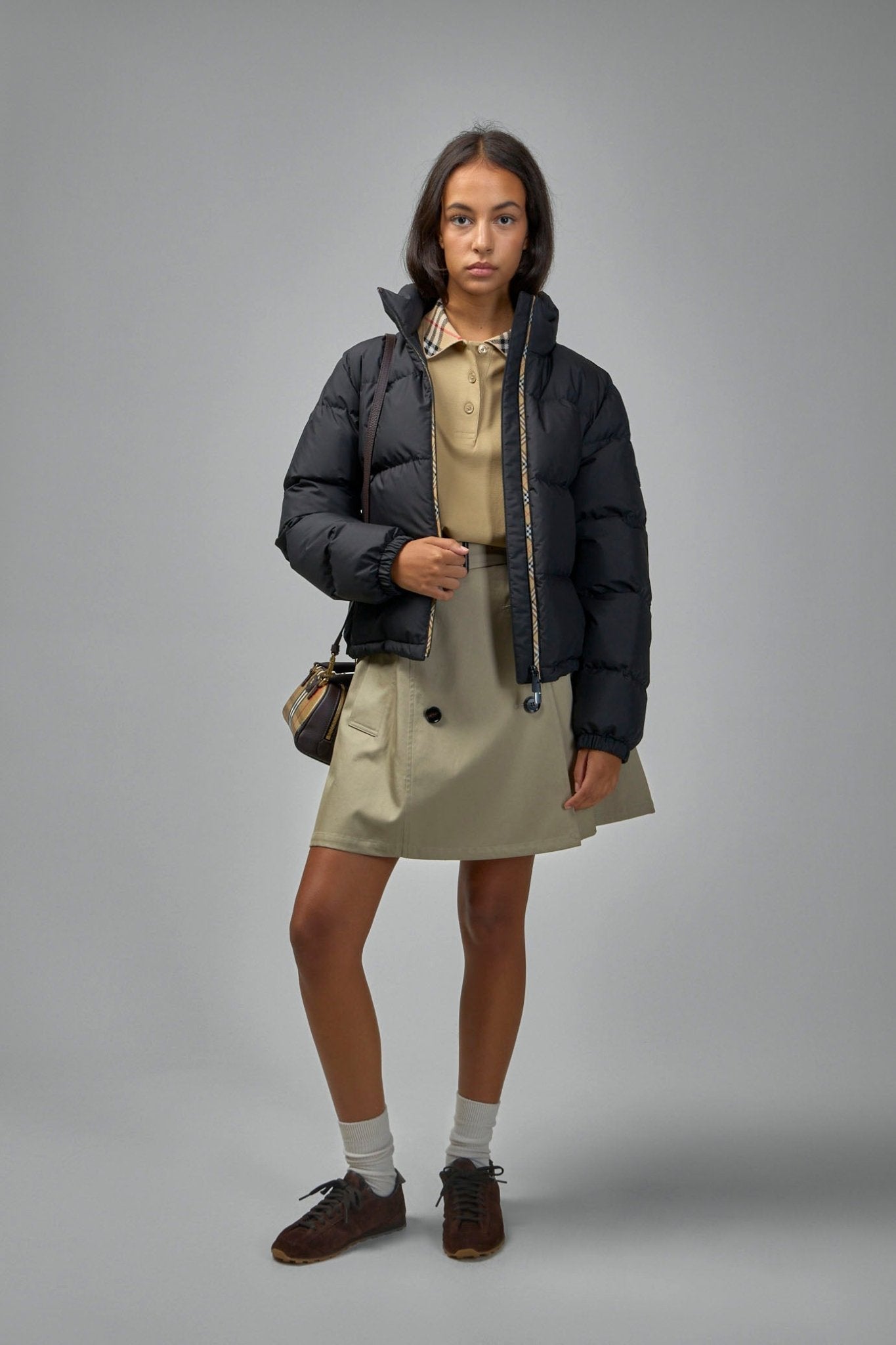 Gabardine Trench Mini Skirt