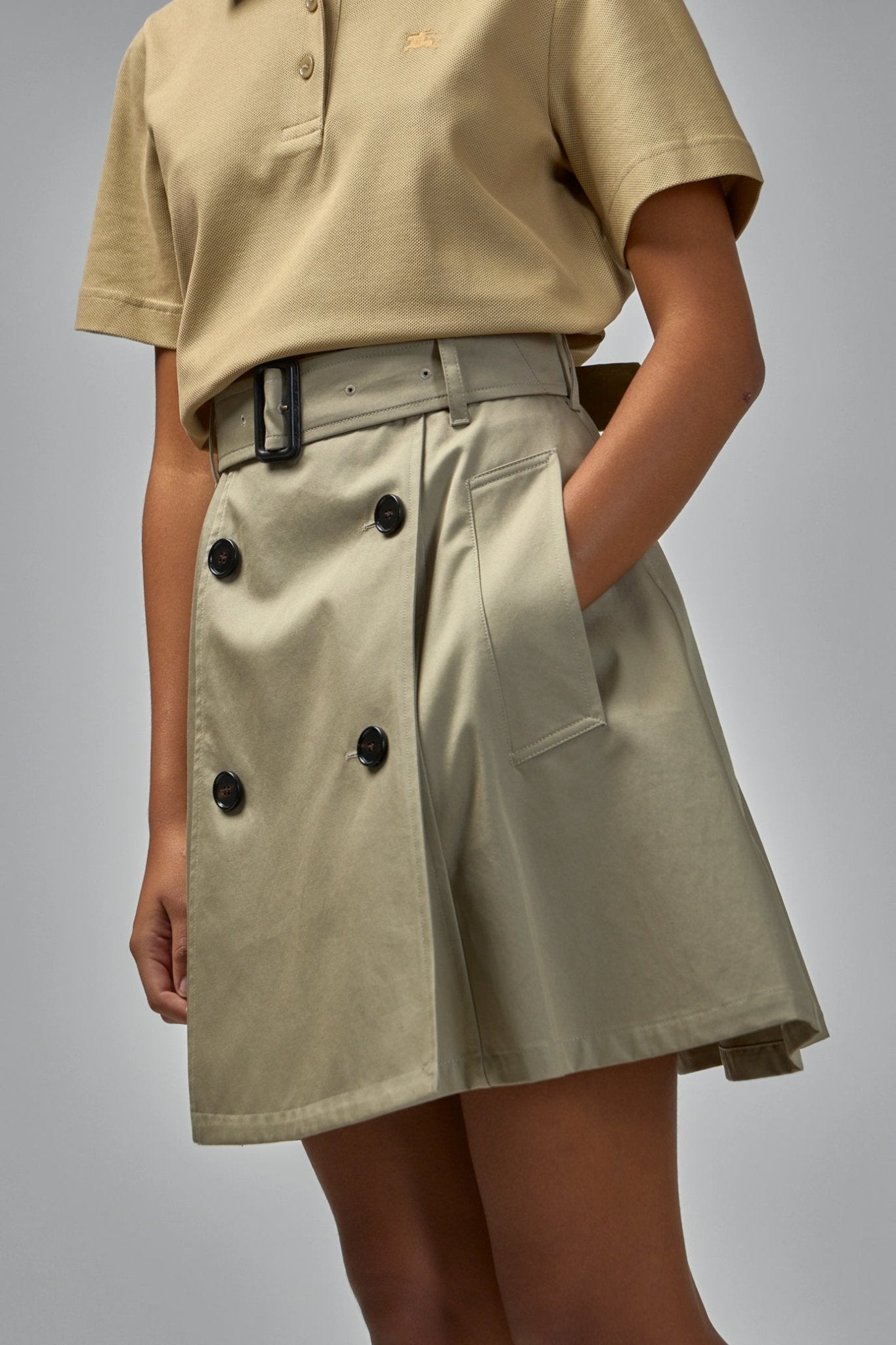 Gabardine Trench Mini Skirt