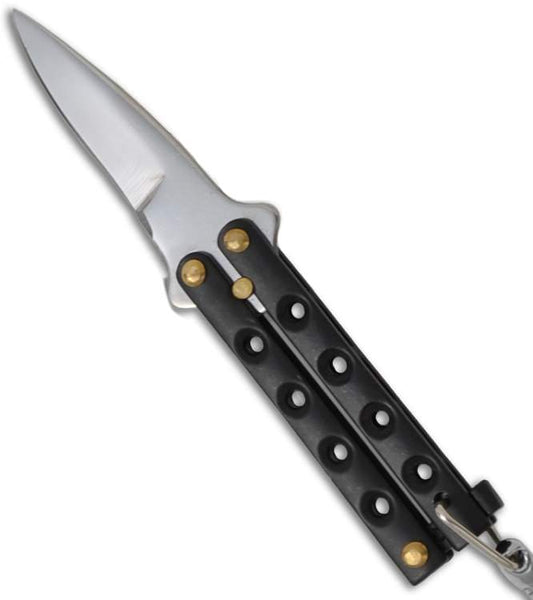 3.5" Key Chain Black Mini Butterfly Knife Set Of 12