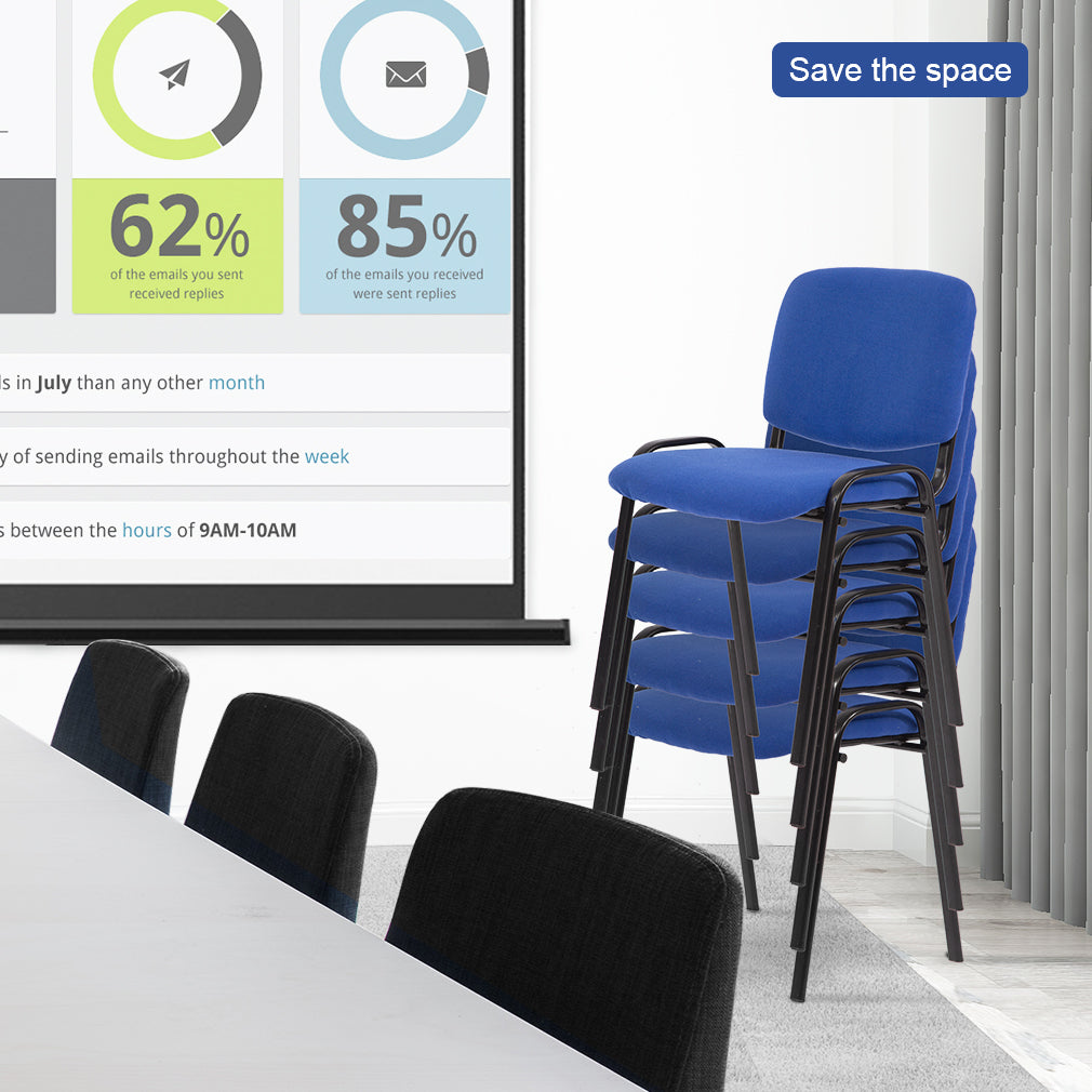 Stackable & Linkable Office Conference Visitor Community  Chairs (Set of 7-Blue)