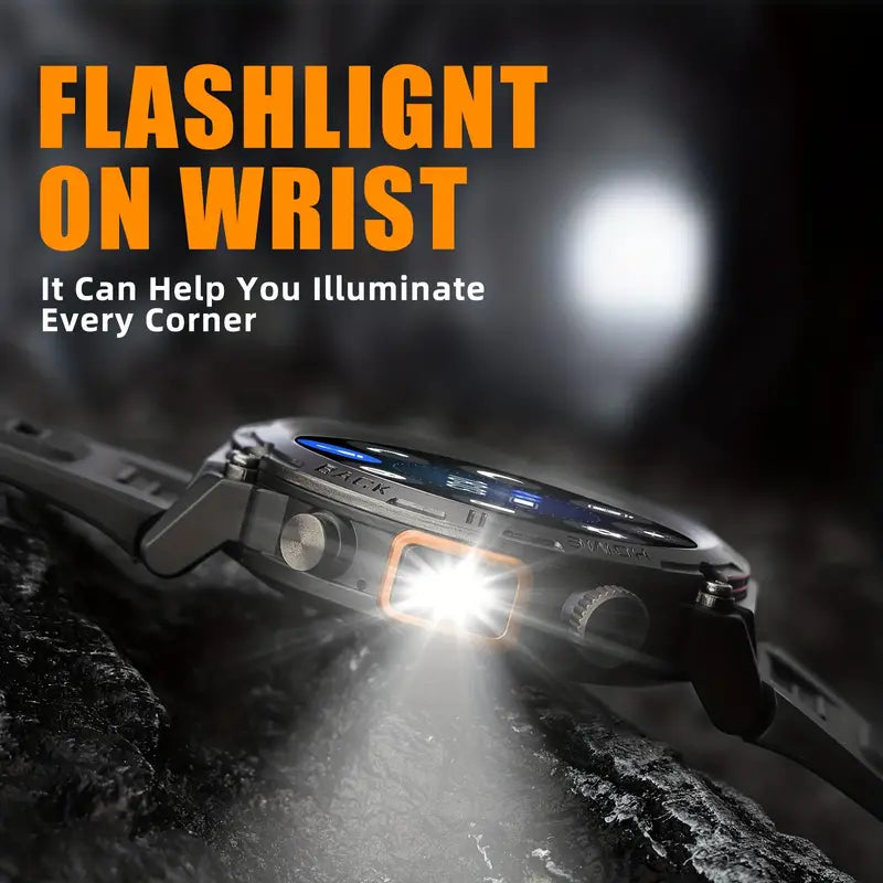 Smart Watch with Flashlight:Wireless Activity Tracker - Black/Orange