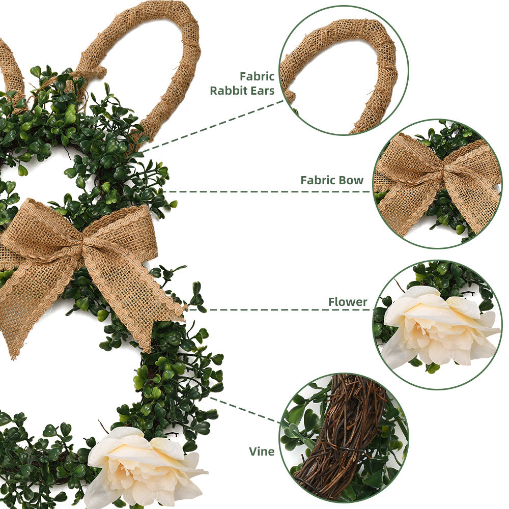 Spring Decor Easter Bunny-Themed Flower Wreath