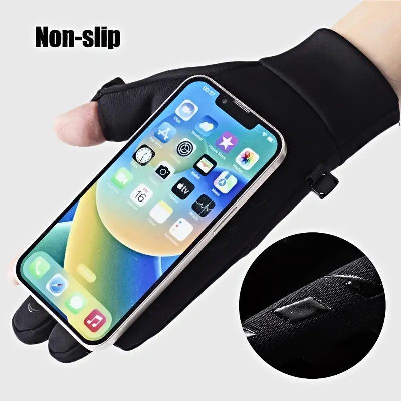 Premium Winter Windproof Waterproof Touch Screen Gloves - Medium, Black