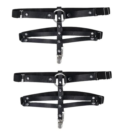 Shadow Garters – Faux Leather Garter Straps with Silver Hardware