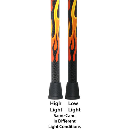 Dr. House Flame Folding Derby Cane: Foldable & Adjustable Carbon Fiber