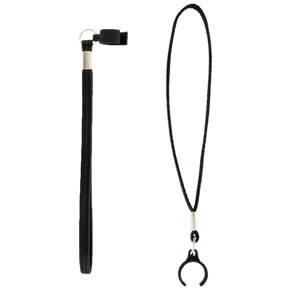 Black Leather-Style Cane Strap - Snap Clip for 16mm Shafts