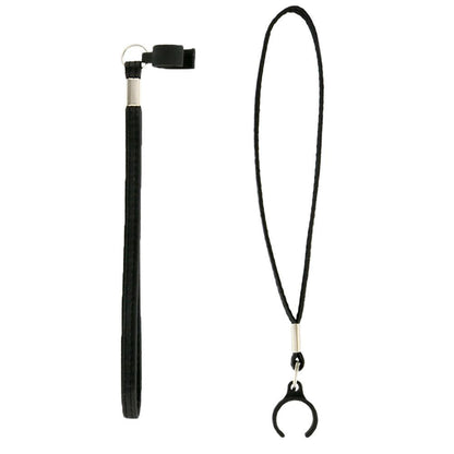 Black Leather-Style Cane Strap - Snap Clip for 16mm Shafts
