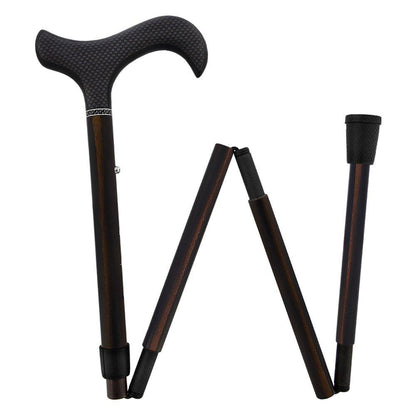 Exotic Ebony Wrapped Folding Carbon Fiber Cane - Foldable, Adjustable